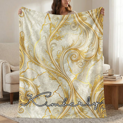 Personalized Marble Swirl Design Blanket with Name