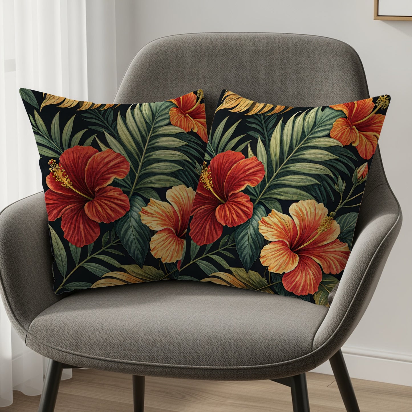 Vibrant Hibiscus Floral Pattern Tropical Botanical Art - Walk Greener