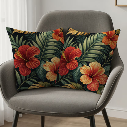 Vibrant Hibiscus Floral Pattern Tropical Botanical Art - Walk Greener