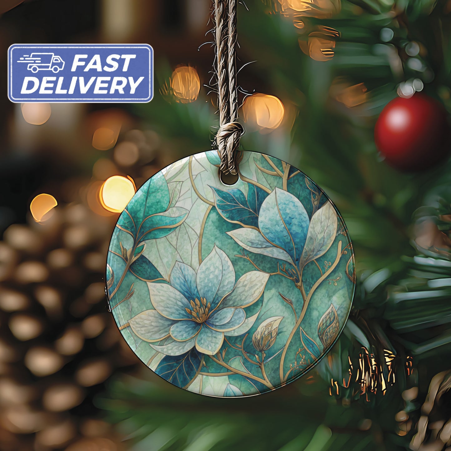 Floral Holiday Ornament with Fast Delivery Decor