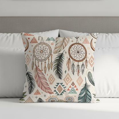 Dreamcatcher and Feathers Decorative Pillow product