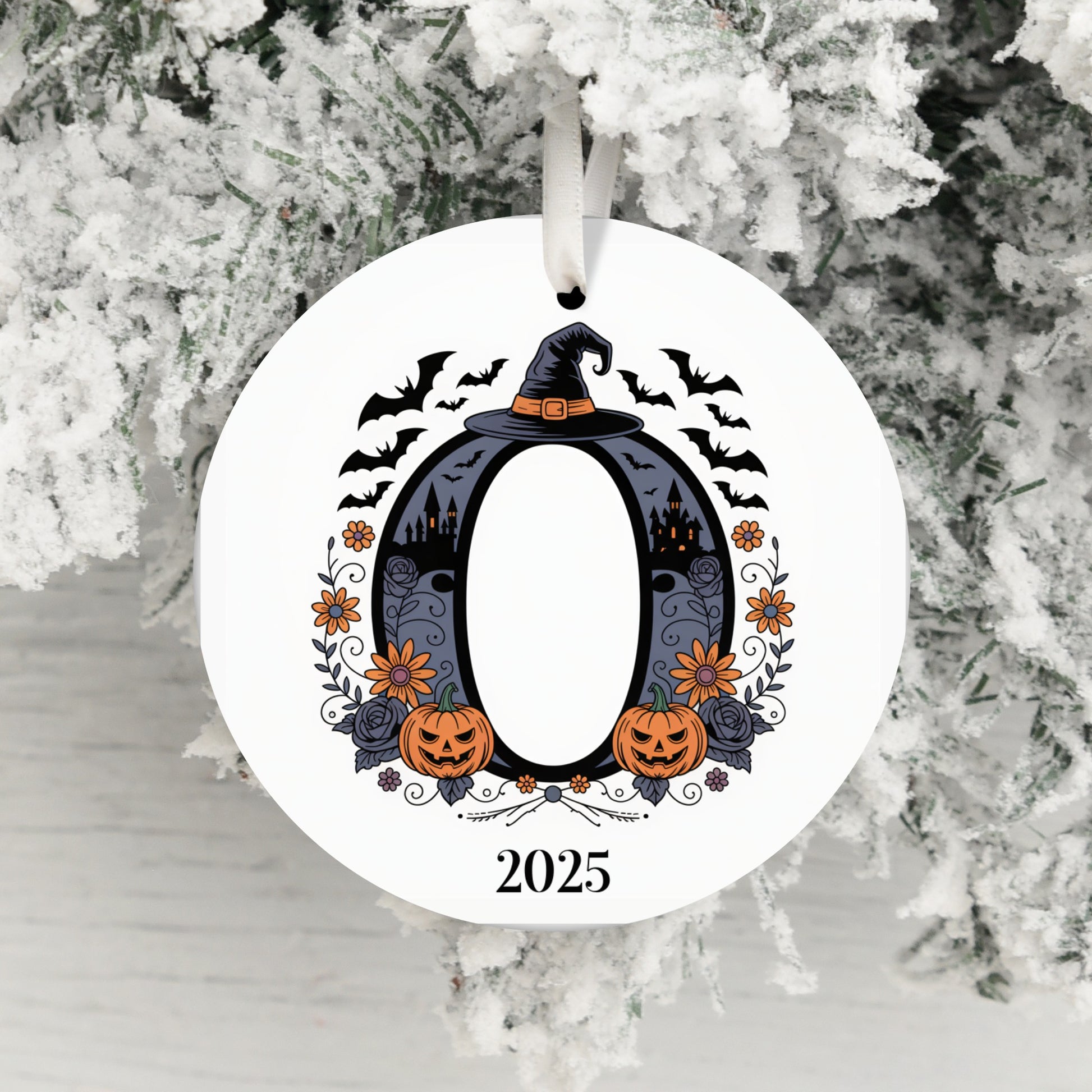 Halloween Witch Hat and Pumpkins 2025 Ornament product type