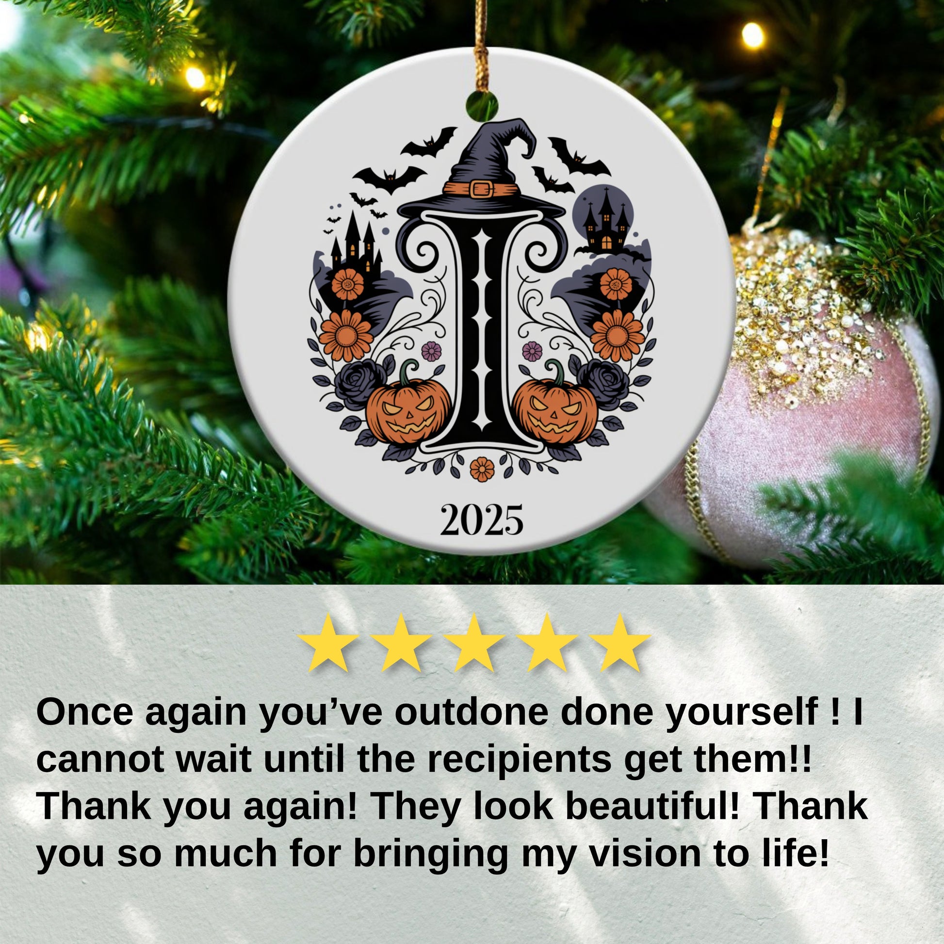 Elegant Witch Hat Initial Ornament 2025 product type