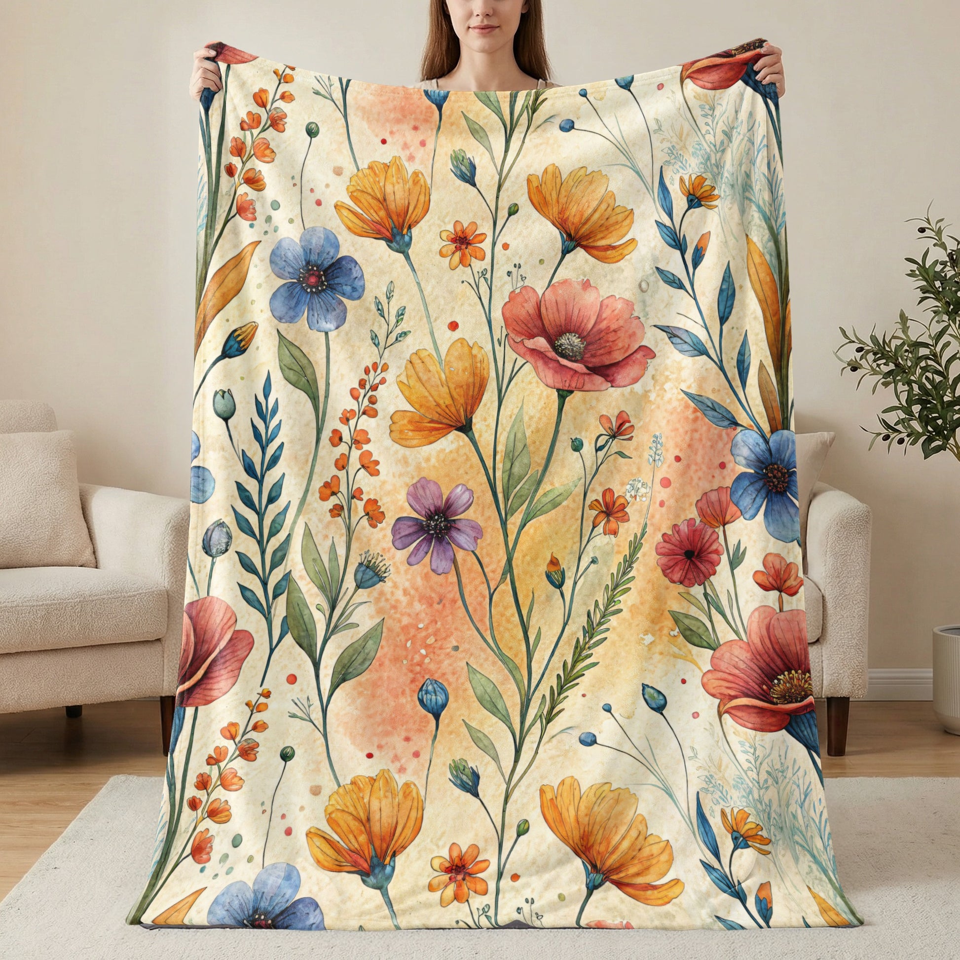 Colorful Watercolor Flowers Botanical Pattern Design - Walk Greener