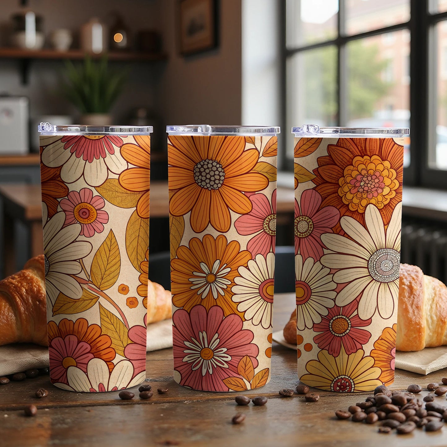 Vibrant Floral Pattern Insulated Tumbler 20oz