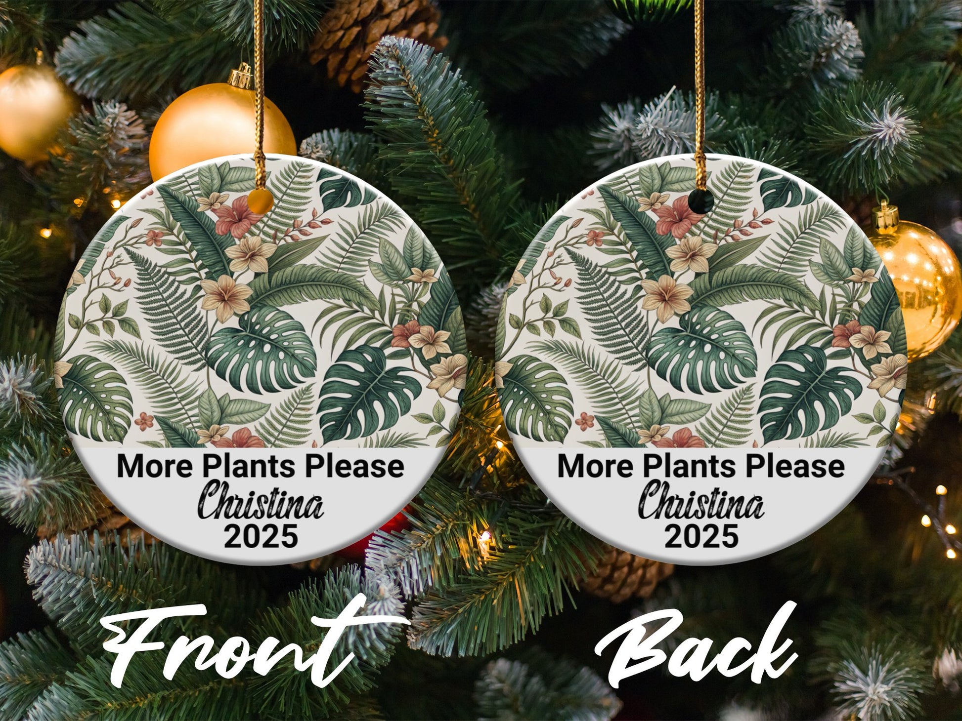 More Plants Please Personalized Round Ornament product