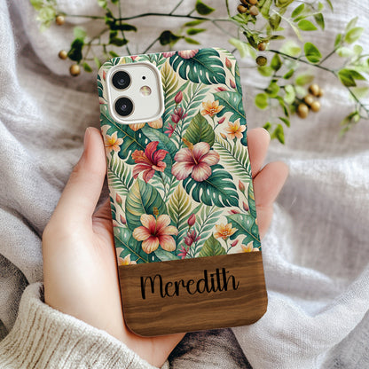 Tropical Floral Personalized Phone Case With Custom Name