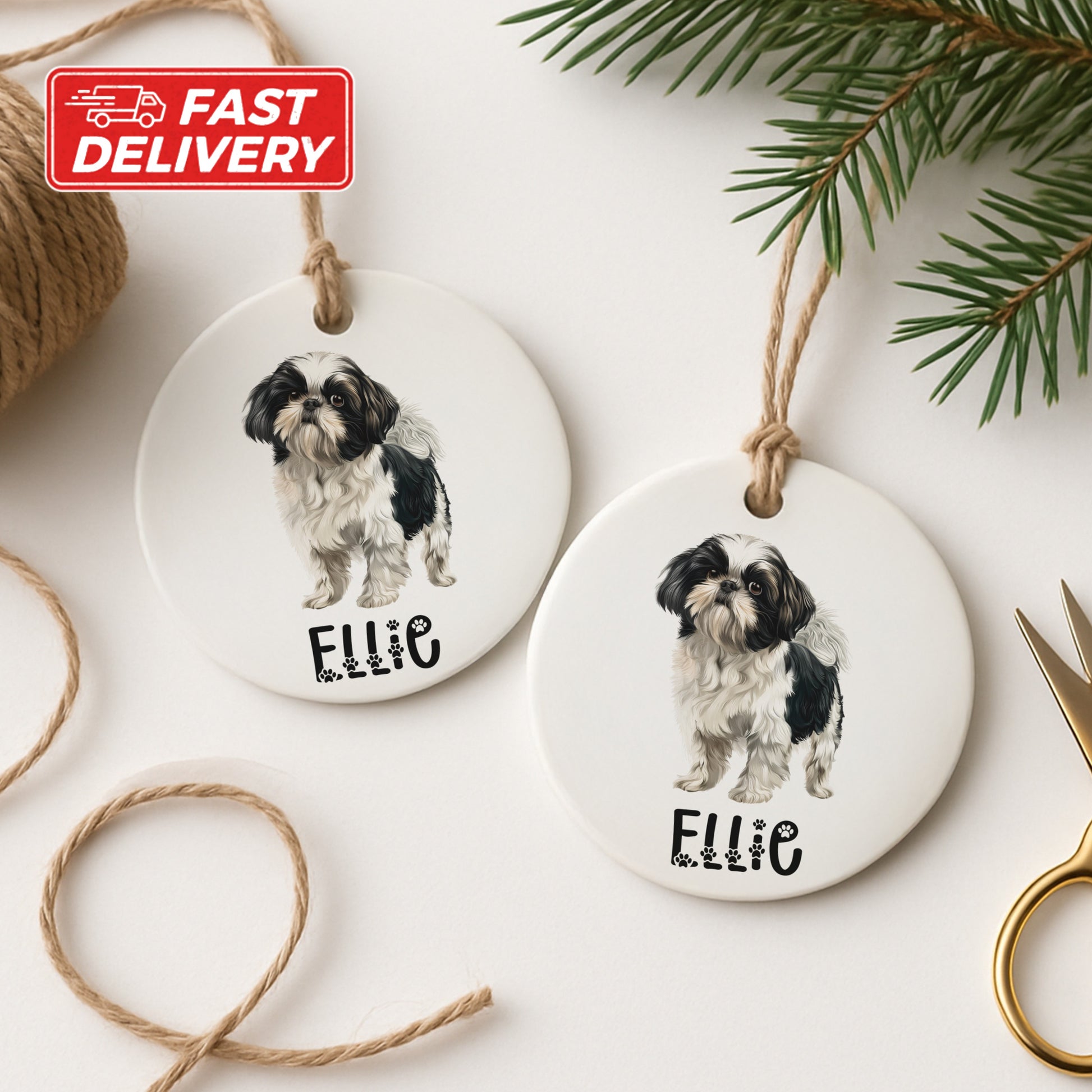 Personalized Dog Name Christmas Ornament product type