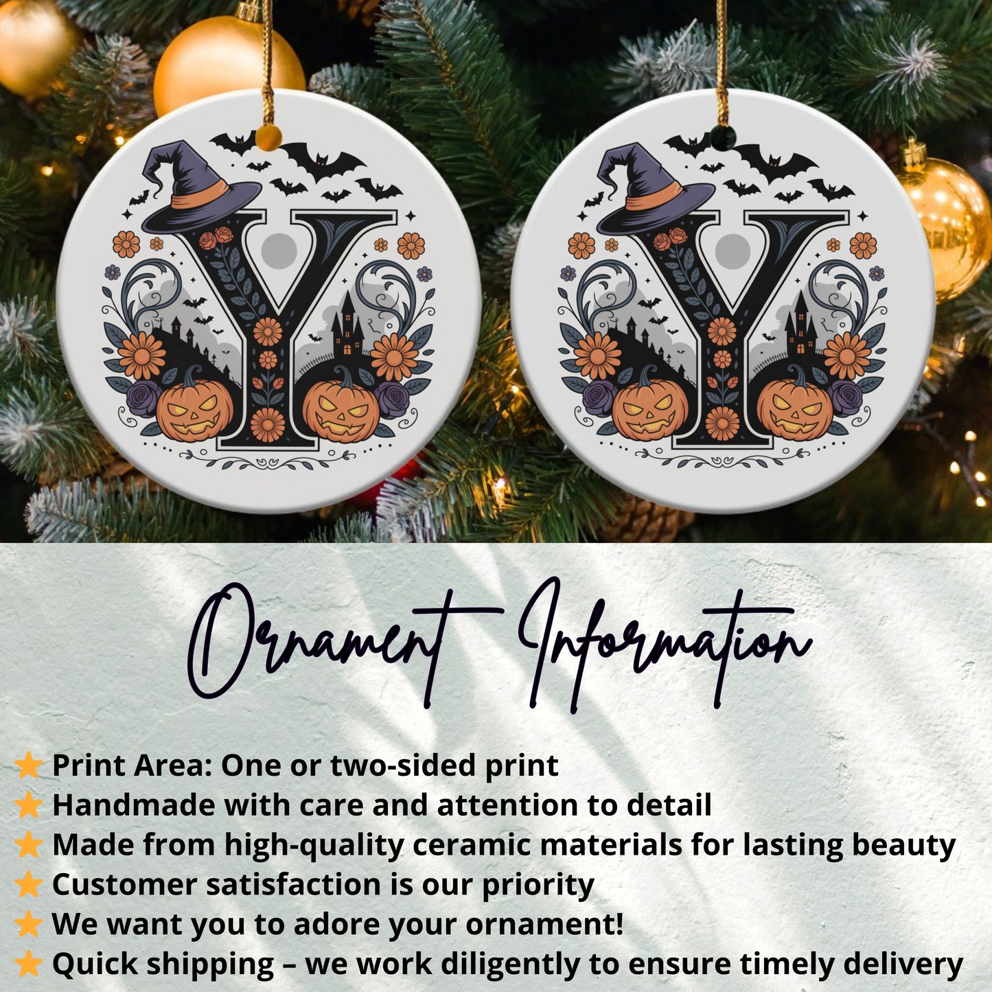 Halloween Themed Letter Y Print Ornament product