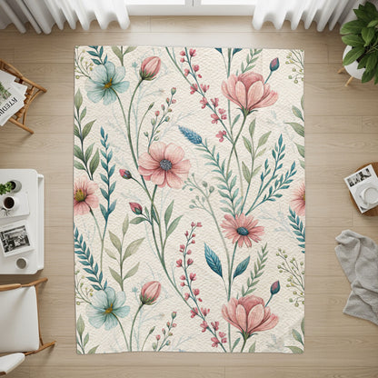 Watercolor Flowers Lush Floral Pattern on Texture Background - Walk Greener
