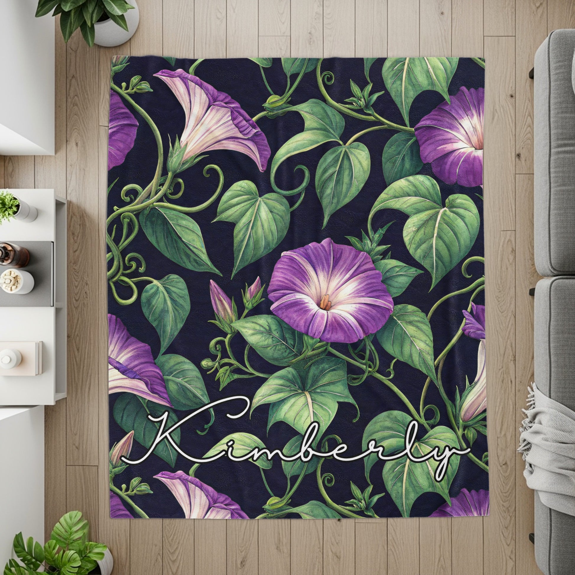 Purple Morning Glory Personalized Kimberly Rug