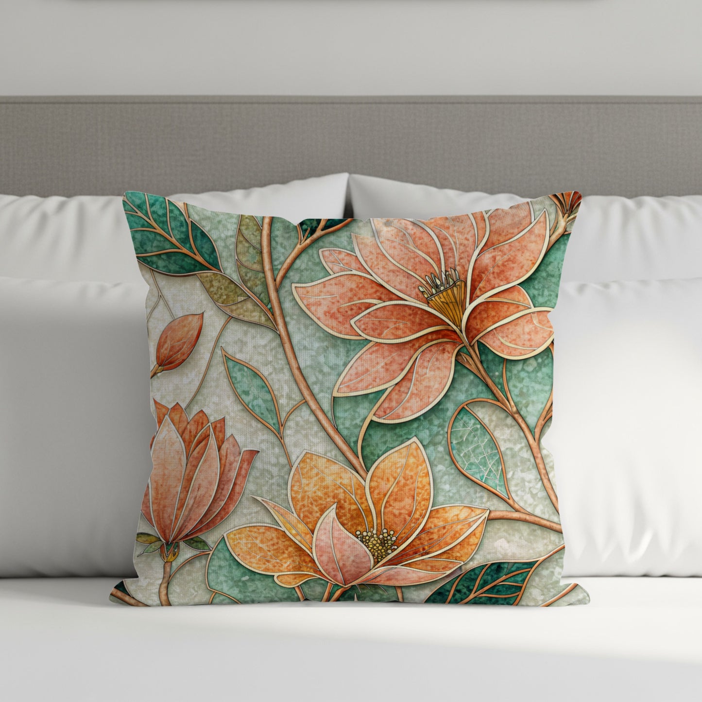 Elegant Floral Patterned Decorative Pillow Mockup