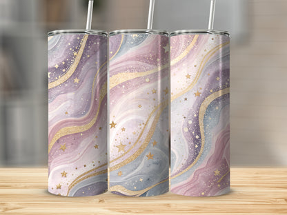 Elegant Cosmic Star and Wave Design Tumbler Cups