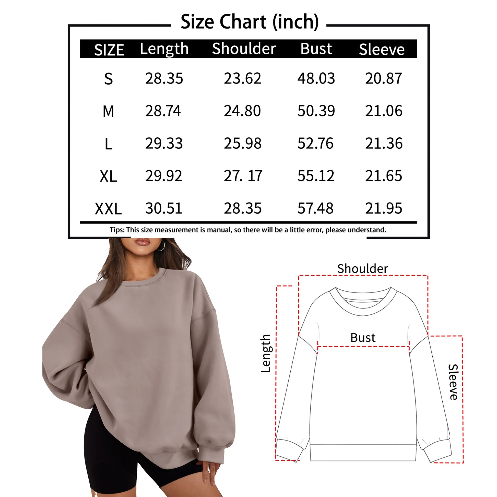 SUNBS Oversized Sweatshirts for Women Crewneck Y2K Sweaters Casual Tops Comfy Fall Fashion Pullover Outfits Winter Clothes 2025