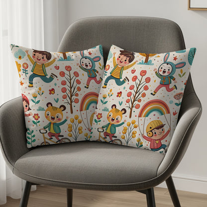 Playful Adventure with Childrens Cartoon Throw Pillows - Walk Greener