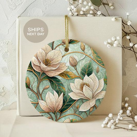 Elegant Floral Design Round Decorative Ornament
