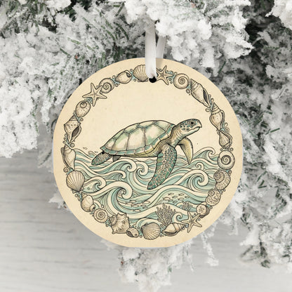 Sea Turtle and Seashells Design Ornament product
