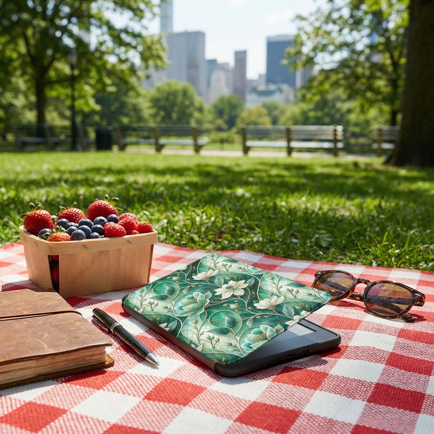 Elegant Floral Tablet Cover for Outdoor Relaxation