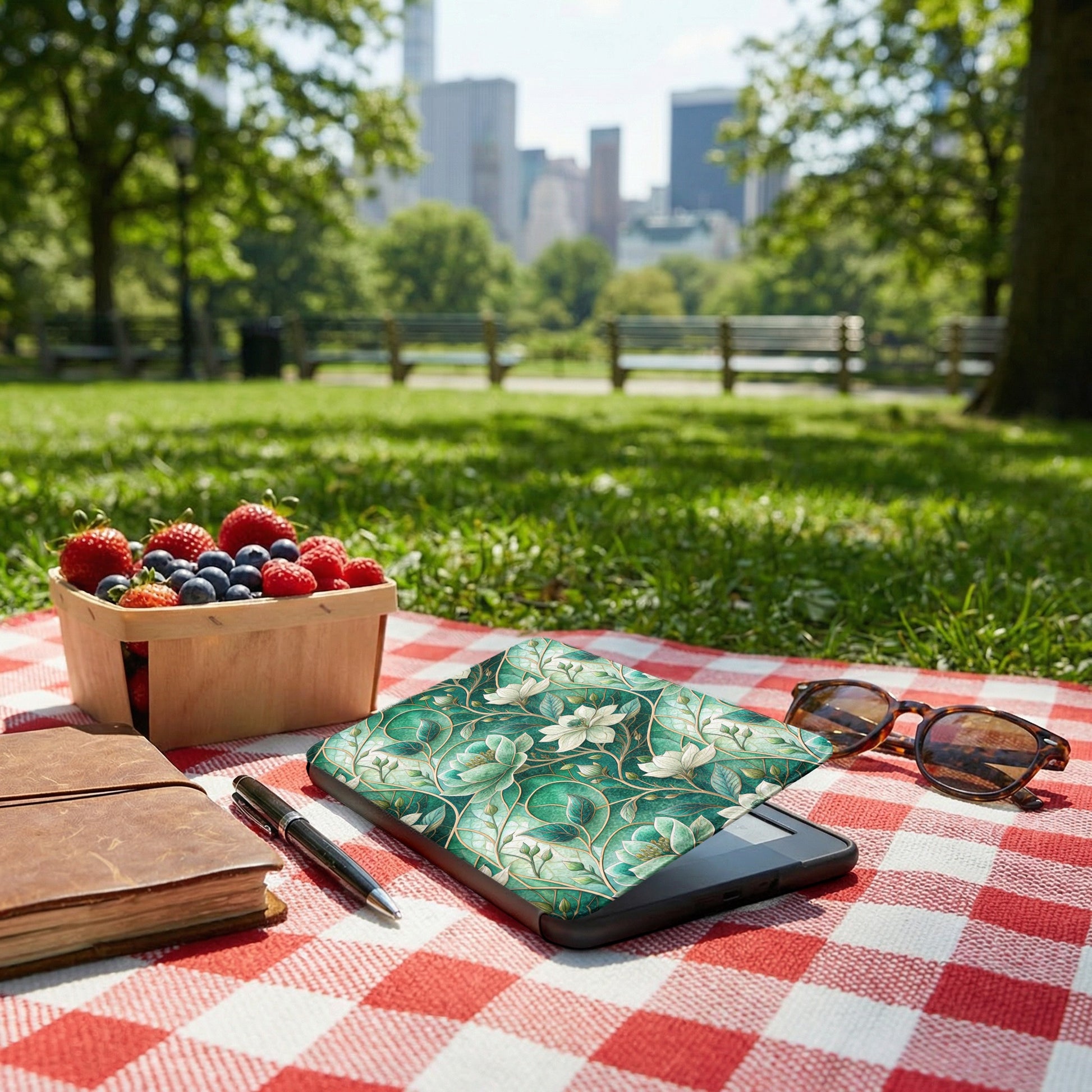 Elegant Floral Tablet Cover for Outdoor Relaxation