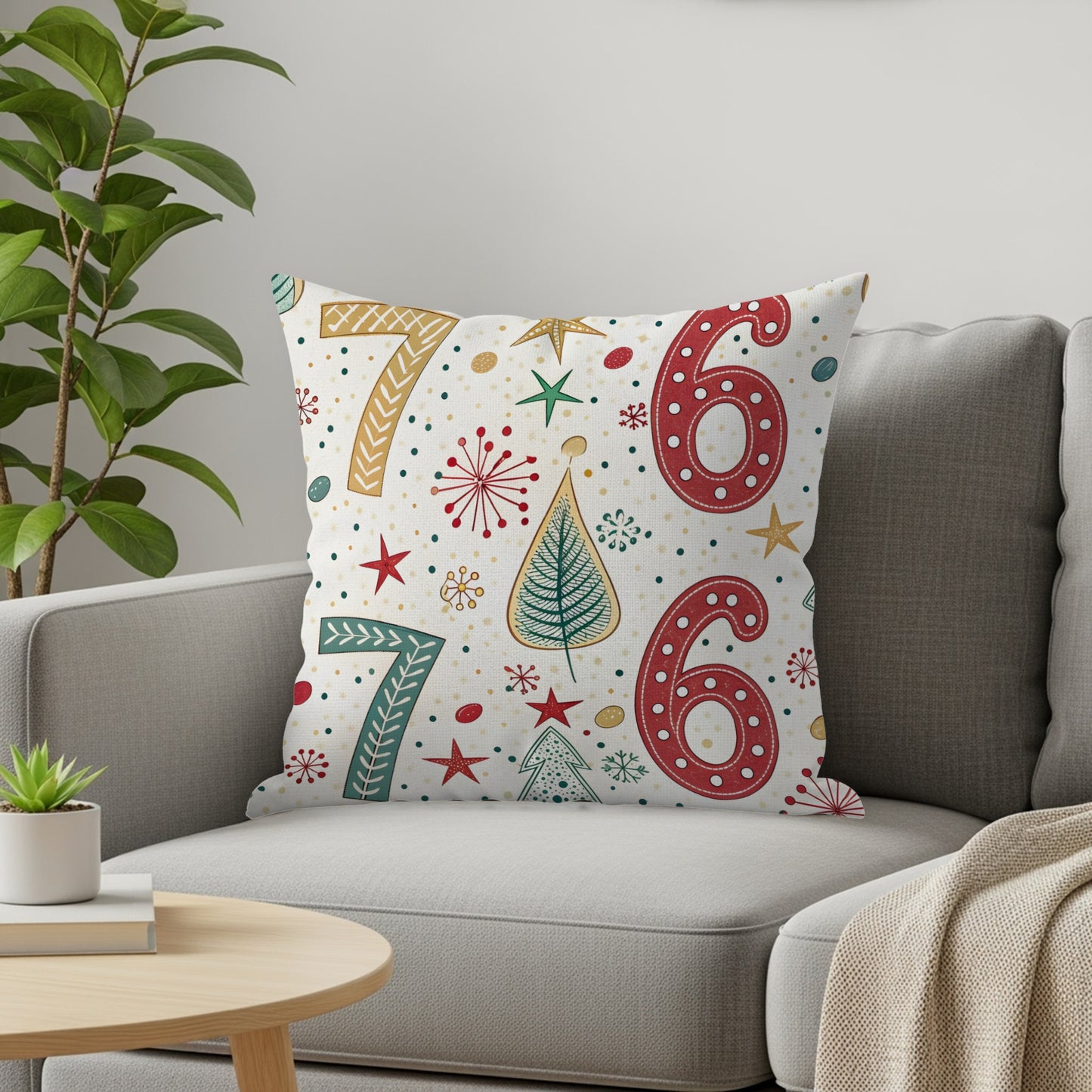 Holiday Season Six and Seven Patterned Christmas Tree Throw Pillows - Walk Greener