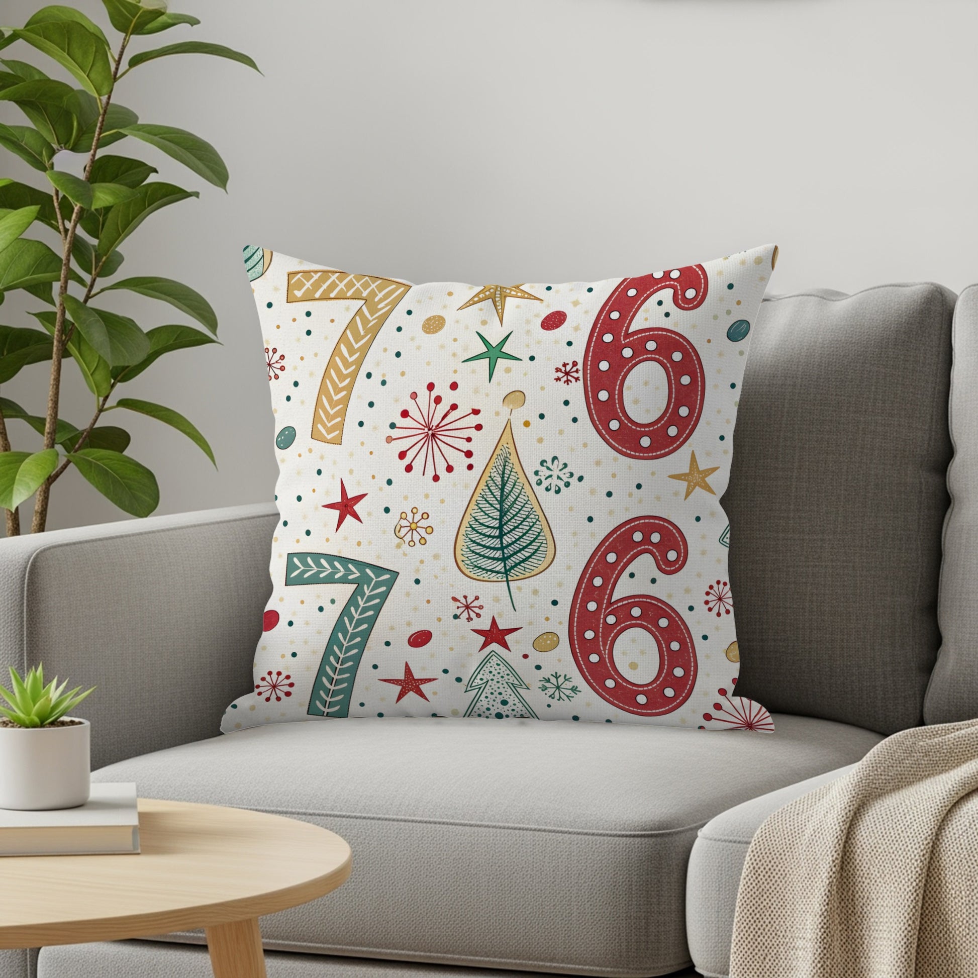 Holiday Season Six and Seven Patterned Christmas Tree Throw Pillows - Walk Greener