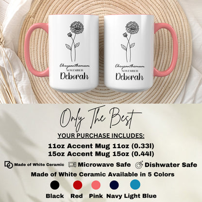 Chrysanthemum November Deborah Custom Accent Mug