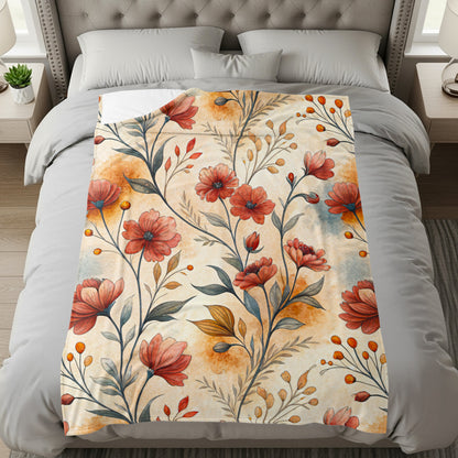 Red Floral Pattern Artistic Watercolor Painting Design - Walk Greener
