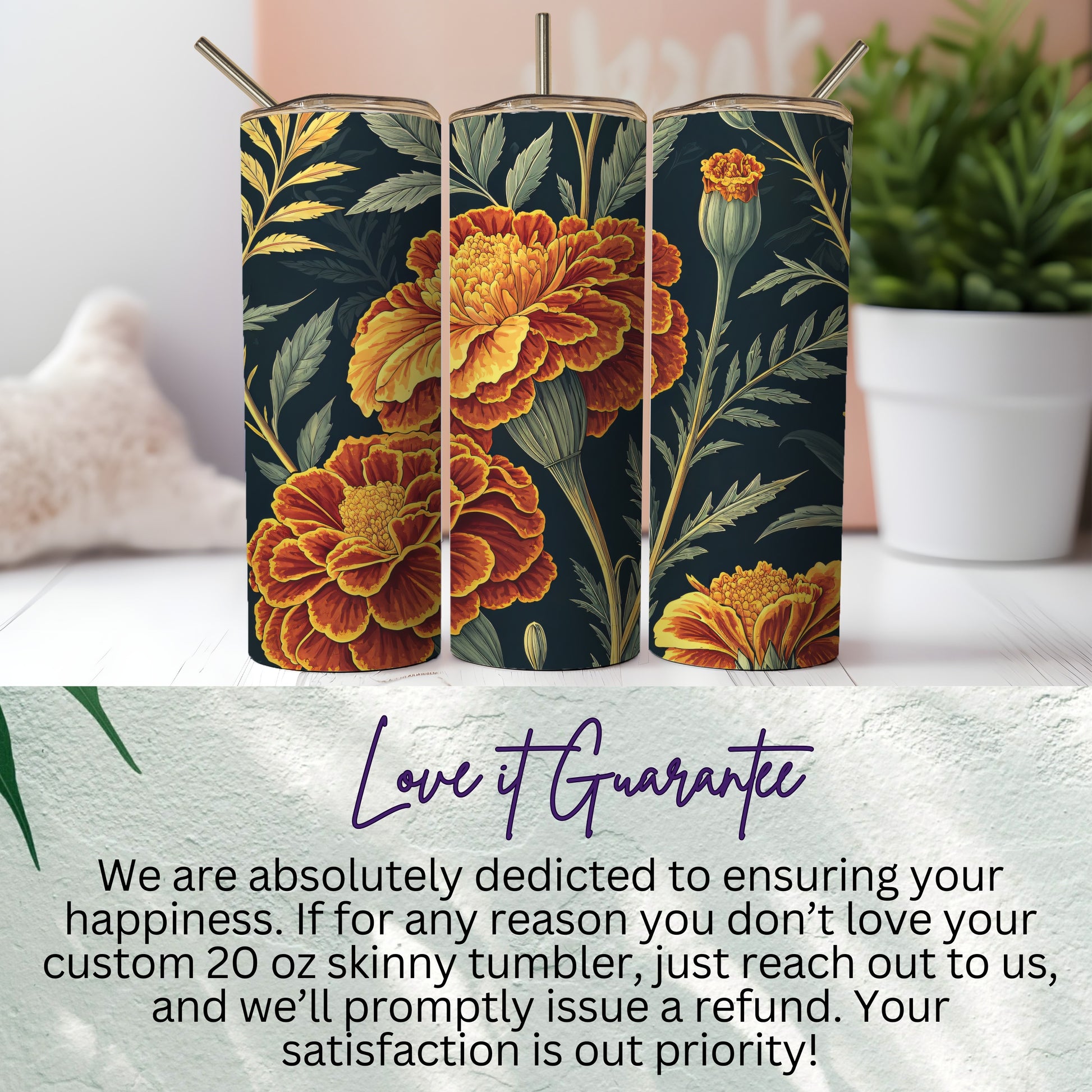 Custom Floral 20 oz Skinny Tumbler Drinkware Product