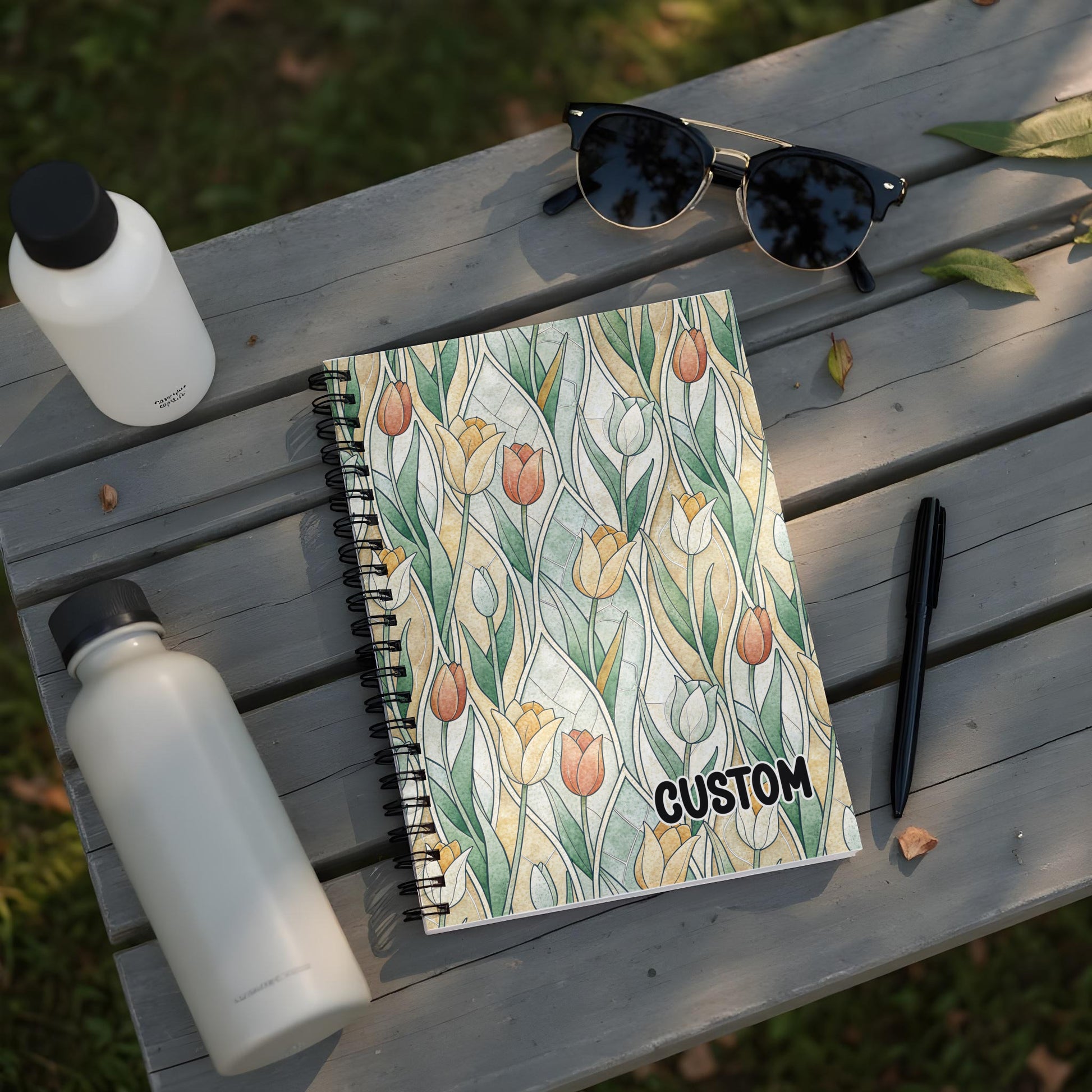 Custom Floral Spiral Notebook with Artistic Design