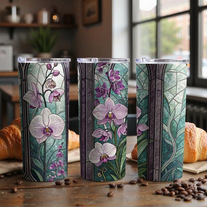 Stained Glass Orchid Florals Design Premium Style - Walk Greener