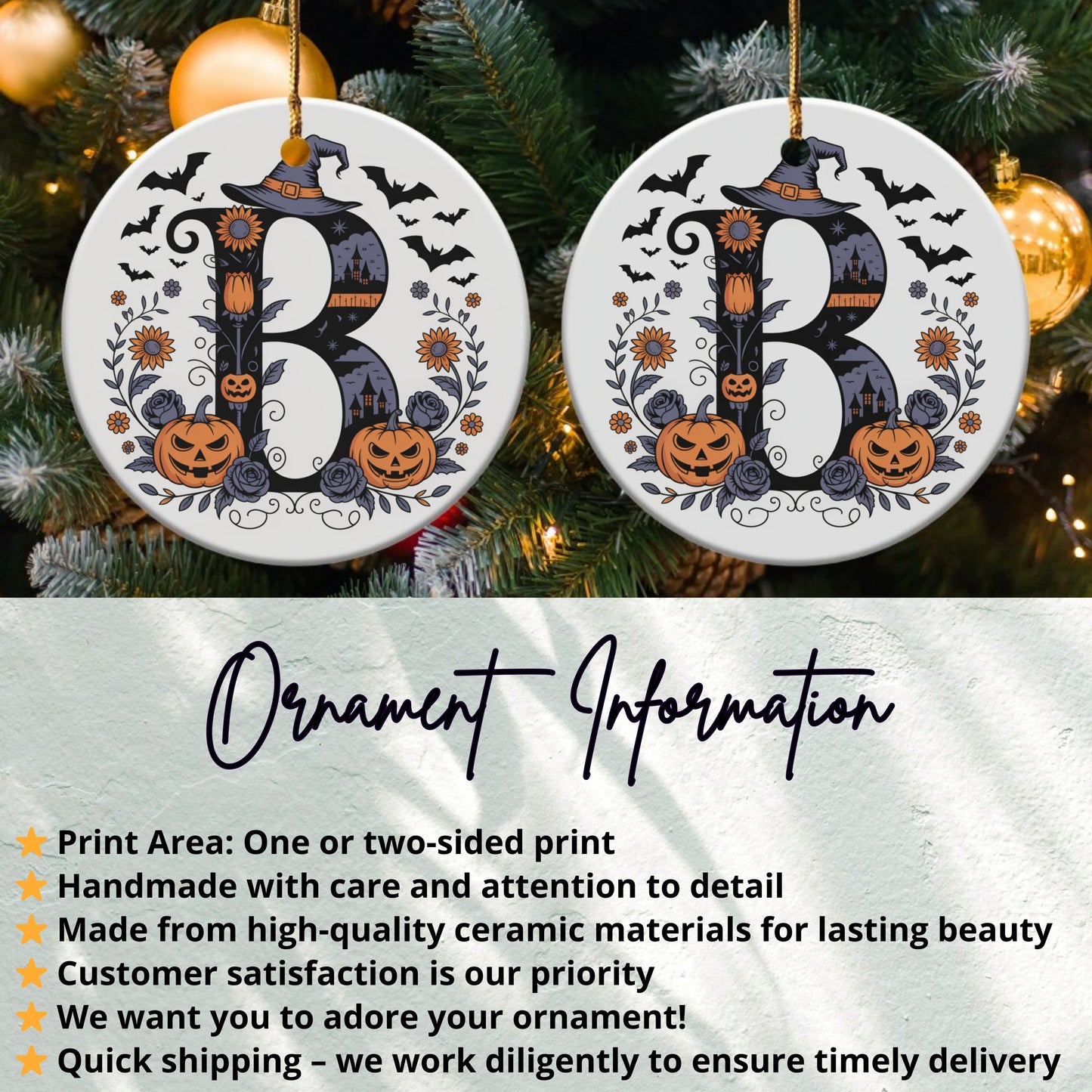 Personalized Halloween Witch Hat Monogram Ornament product