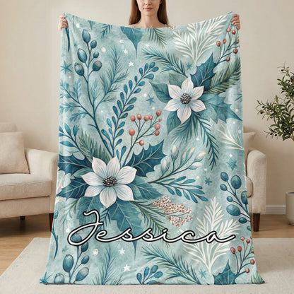 Floral and Berries Personalized Blanket Jessica Design
