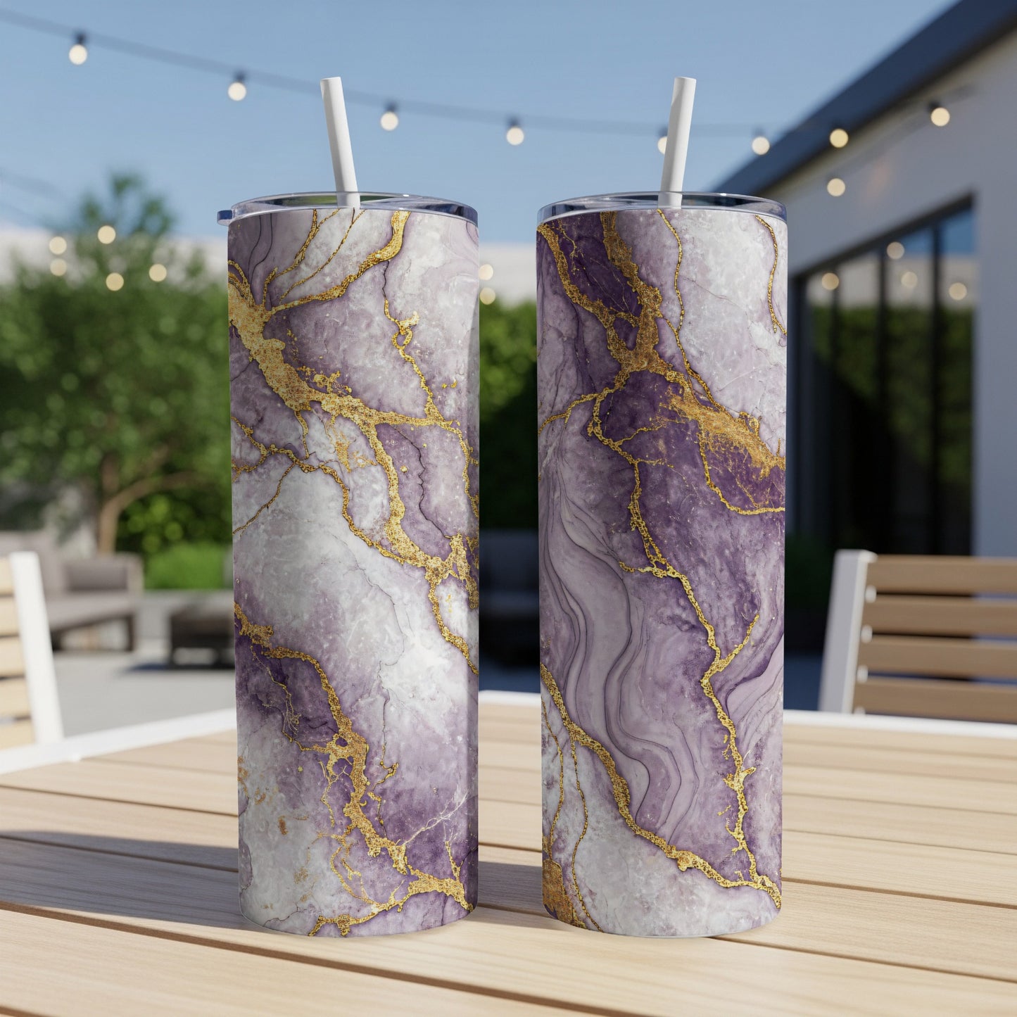 Elegant Purple Marble Design Insulated Tumbler product