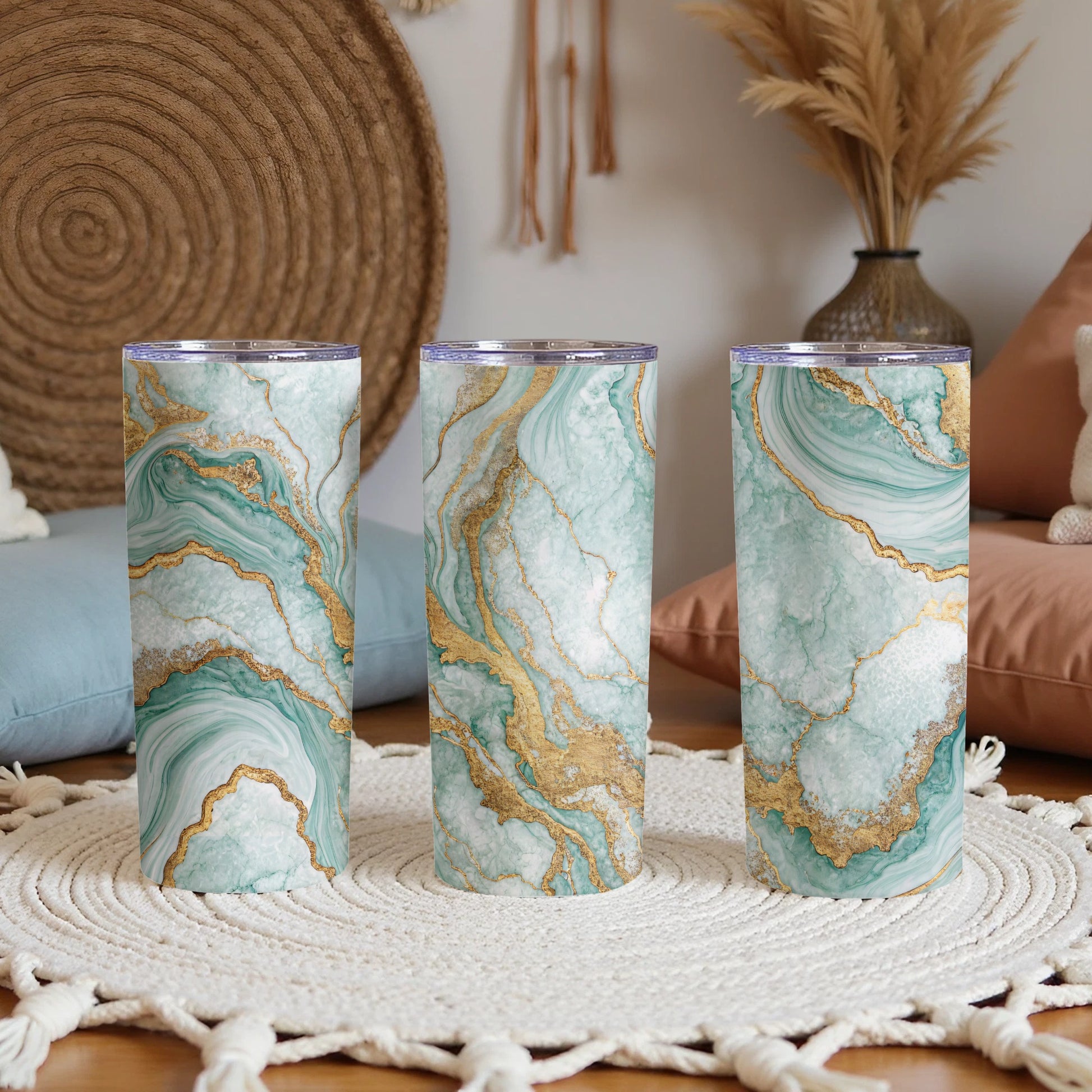 Elegant Marble Design Insulated Tumbler for Your Drinks