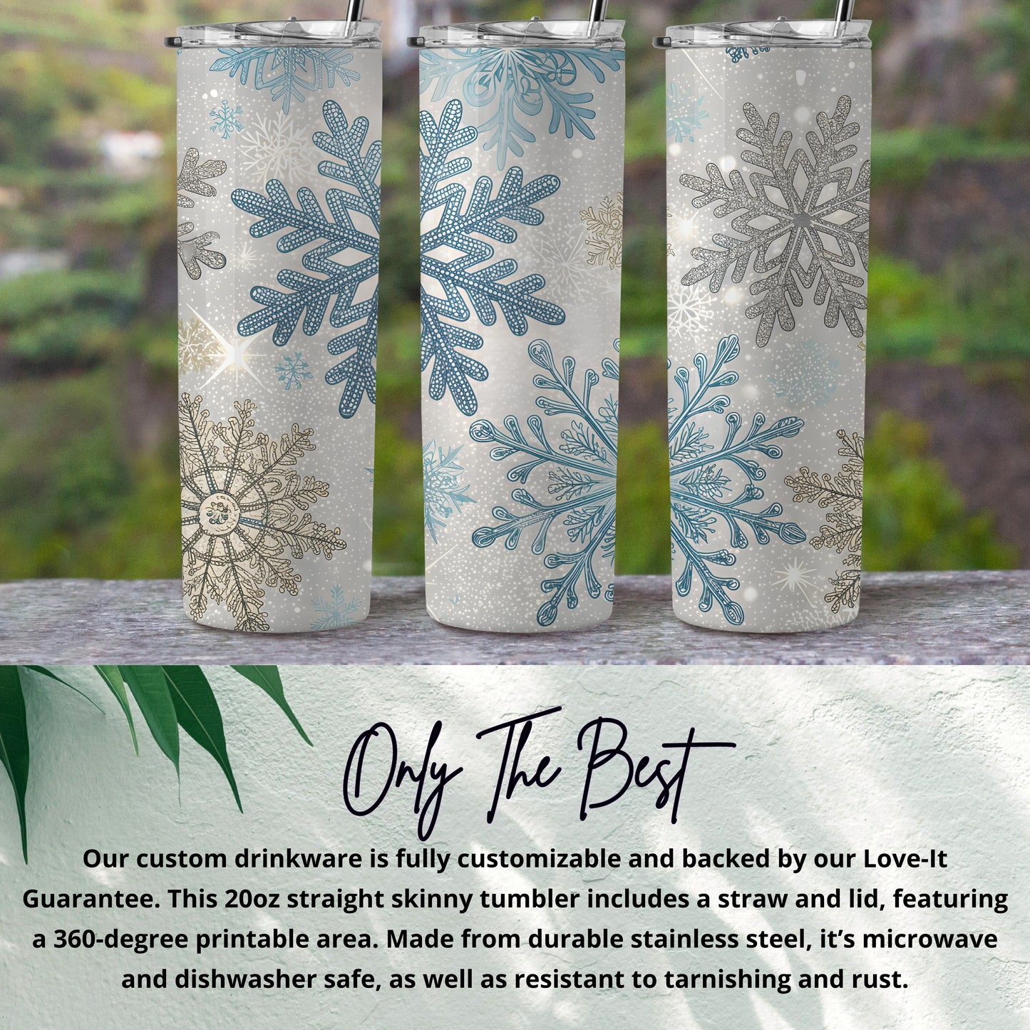 Snowflake Design 20oz Customizable Tumbler Drinkware