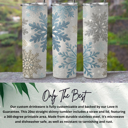 Snowflake Design 20oz Customizable Tumbler Drinkware