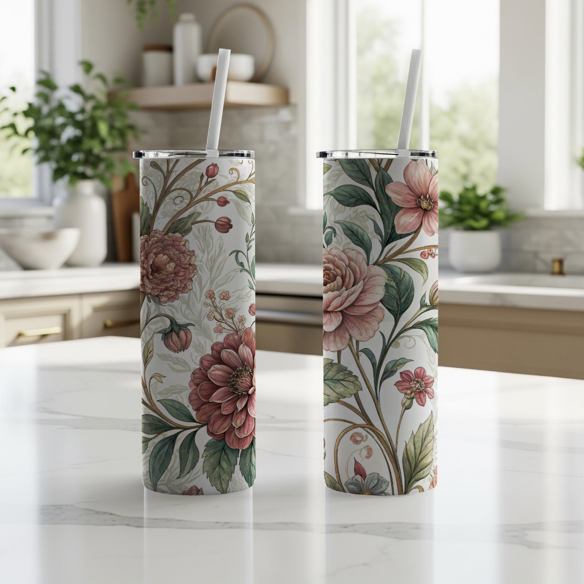 Floral Artwork Illustration for 20 oz Skinny Tumbler - Walk Greener