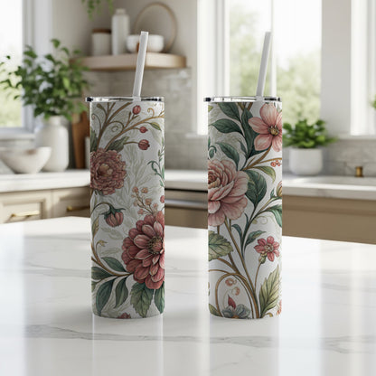 Floral Artwork Illustration for 20 oz Skinny Tumbler - Walk Greener