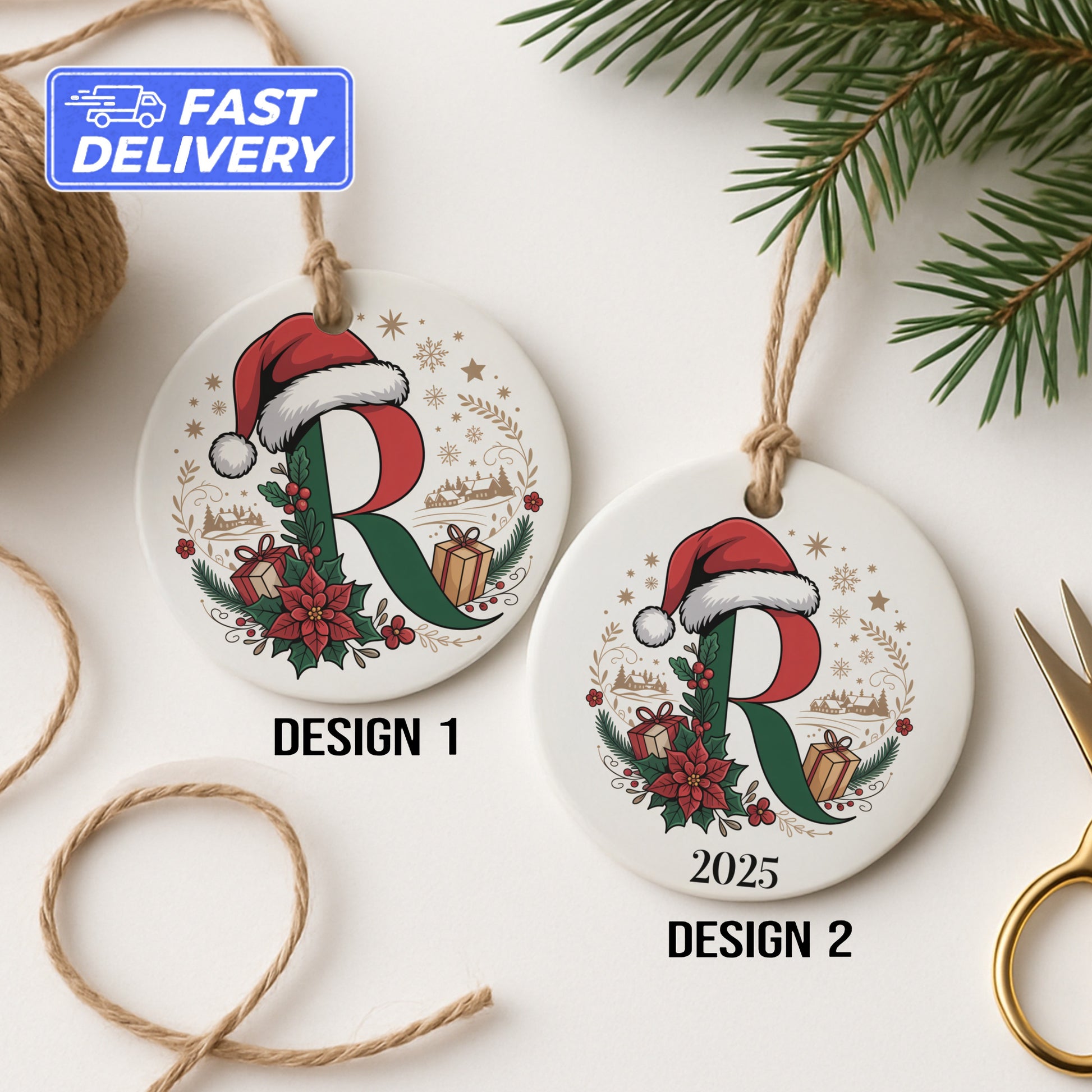 Personalized 2025 Initial Christmas Ornament product