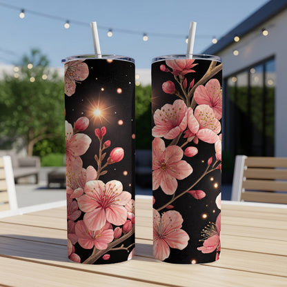 Pink Blossoms Against a Night Sky Floral Design Tumblers - Walk Greener