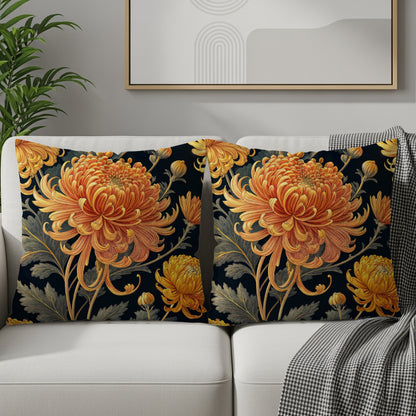 Vintage Orange Chrysanthemum Decorative Cushion Covers
