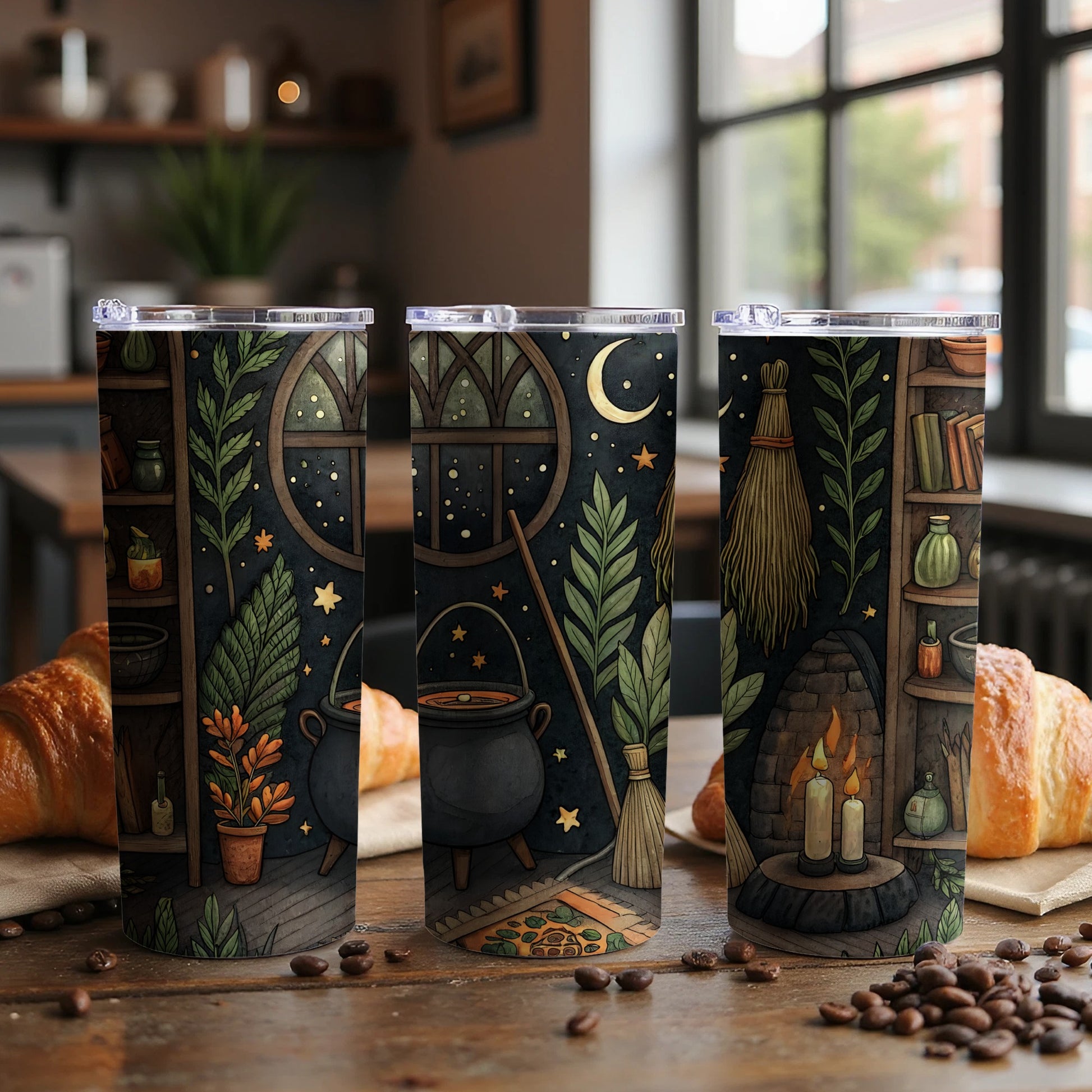 Magic Witchcraft Themed Tumbler with Mystical Elements
