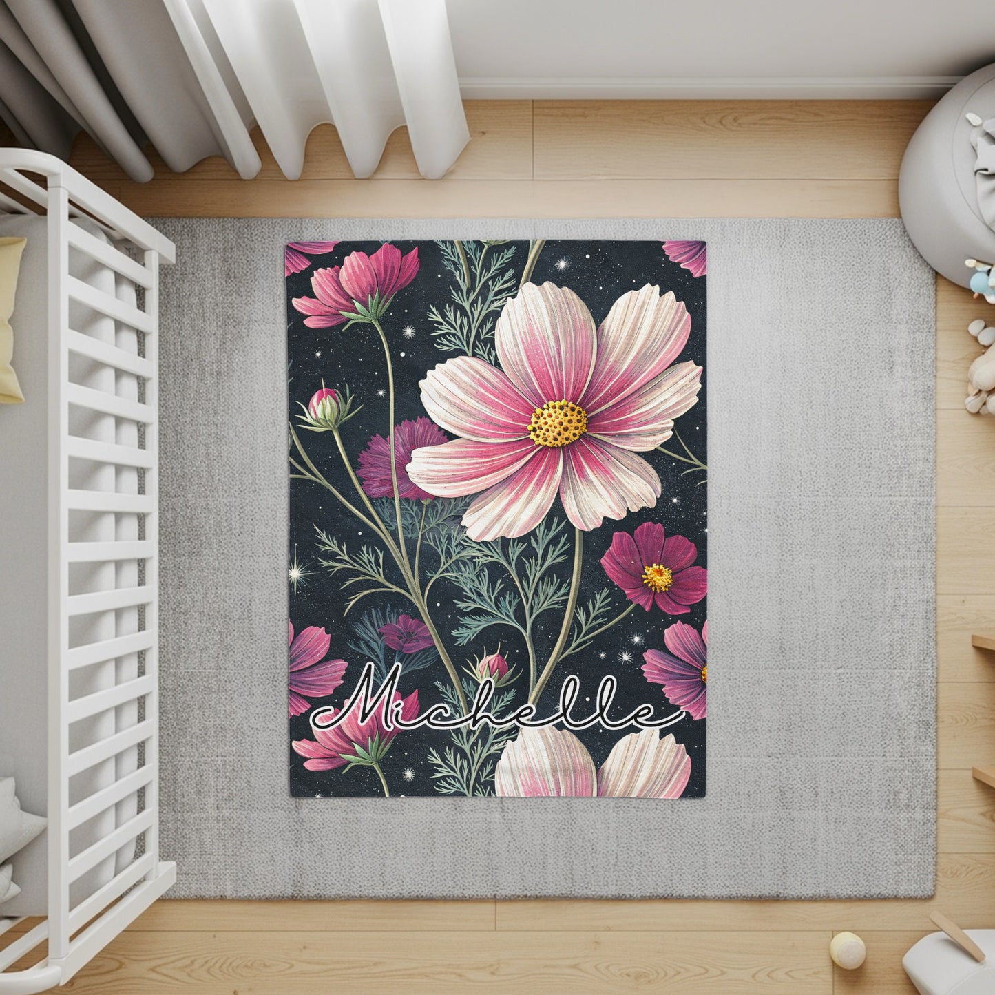 Personalized Floral Design with Michelle Text Rug