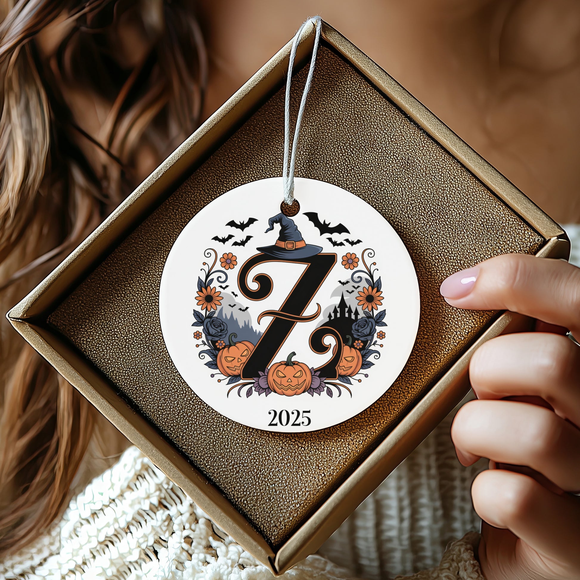 Halloween Themed Personalized Number 7 Ornament product type