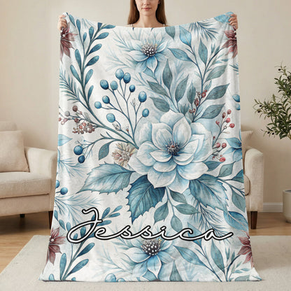 Personalized Floral Blanket with Jessica Name