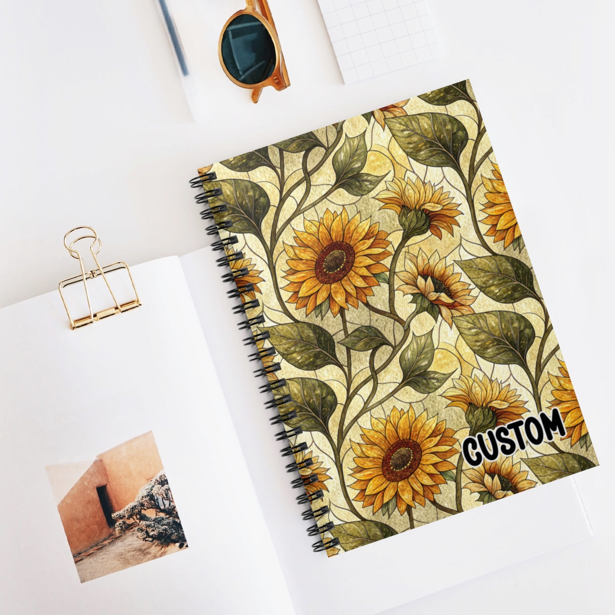 Custom Sunflower Design Spiral Bound Notebook