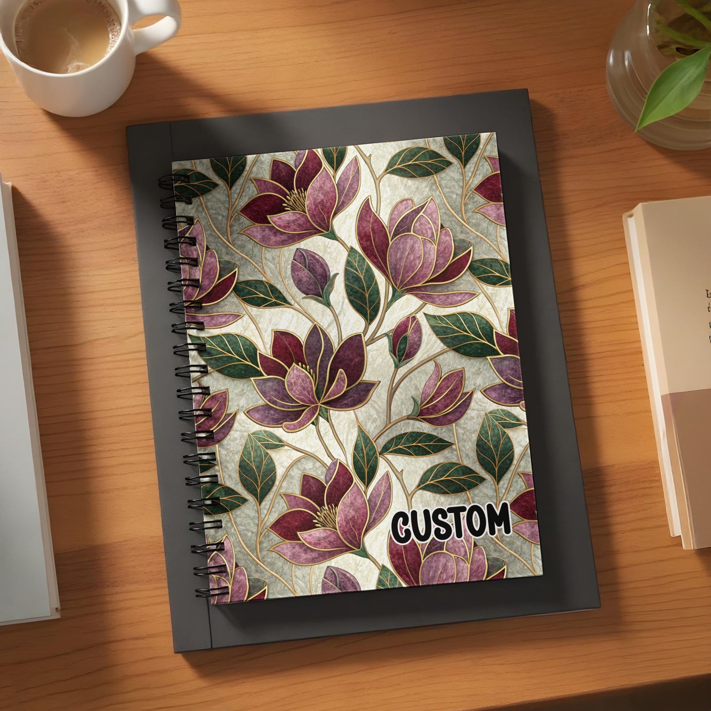 Custom Floral Pattern Spiral-bound Notebook