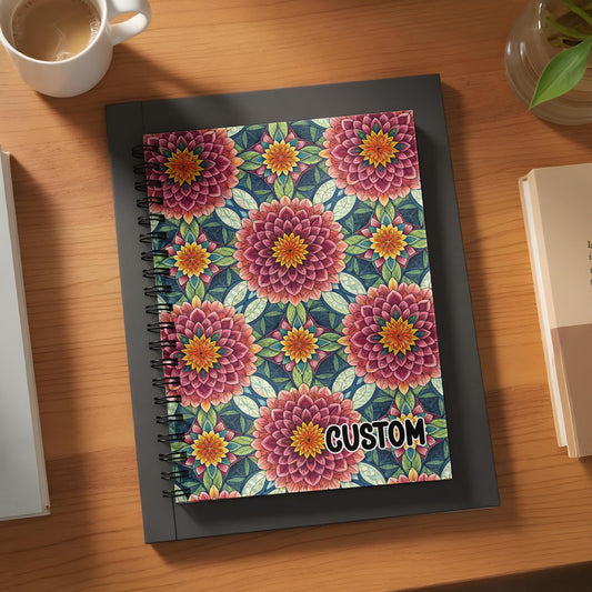 Custom Floral Pattern Spiral Bound Notebook