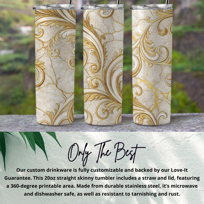 Marble Gold Pattern 20oz Straight Skinny Tumbler