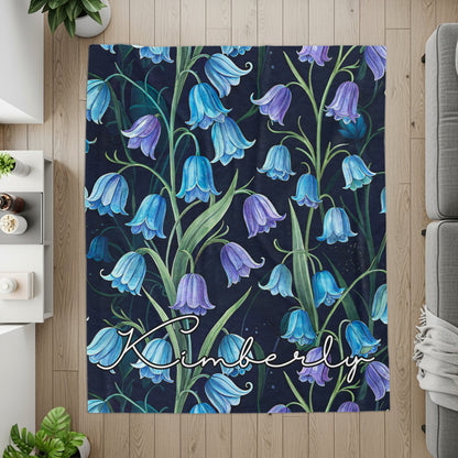 Kimberly Blue and Purple Floral Print Blanket